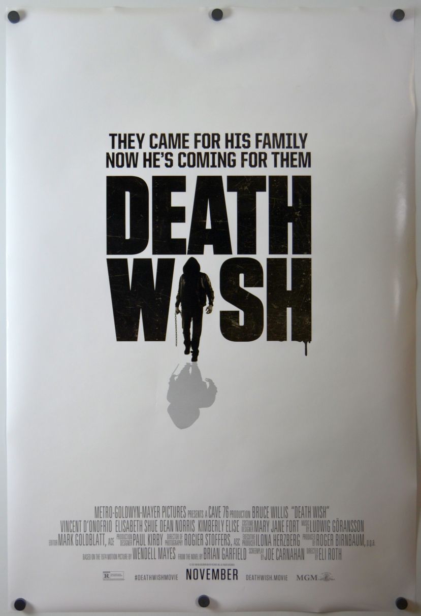 Death Wish (2018) original theatrical movie poster - Advance
