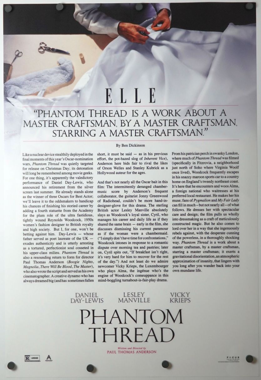 Phantom Thread (2017) original theatrical movie poster - Review