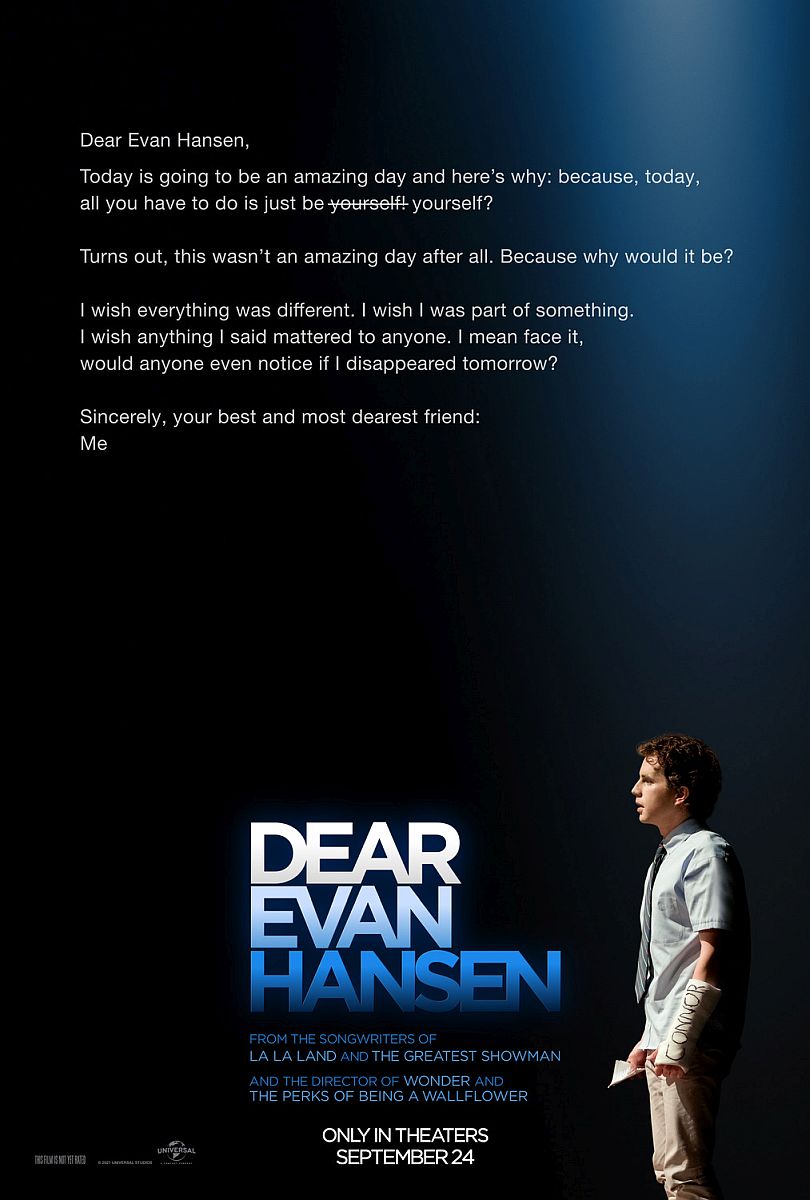Dear Evan Hansen (2021) original theatrical movie poster - Advance