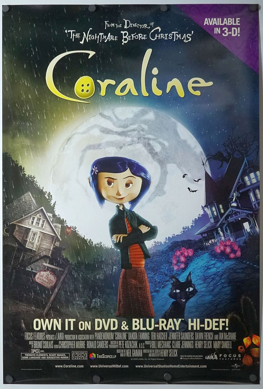 Coraline (2009) original theatrical movie poster - Video