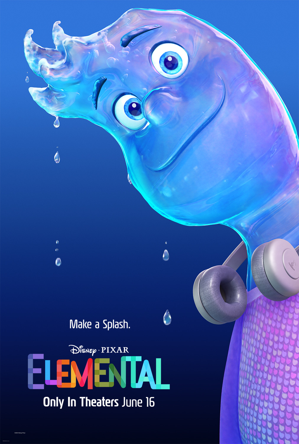 Elemental (2023) original theatrical movie poster - Advance Style D