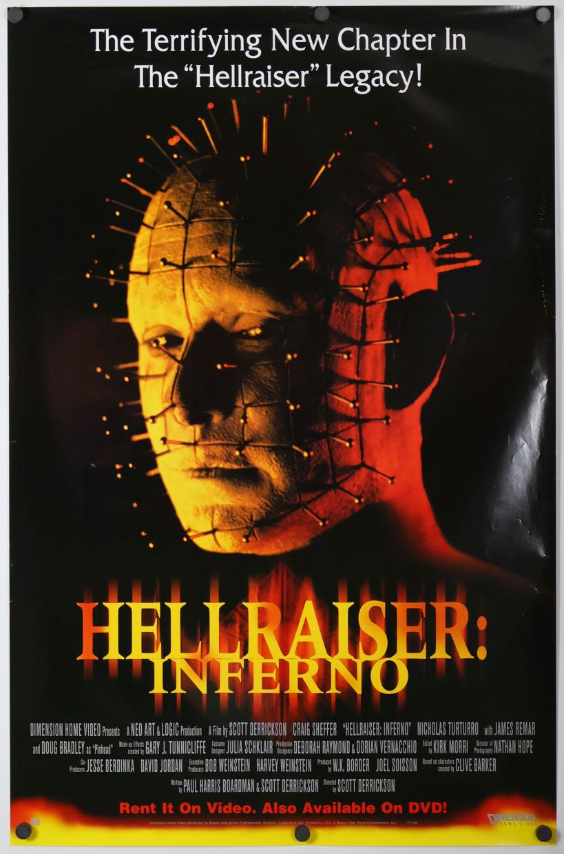 Hellraiser: Inferno (2000) original theatrical movie poster - Video