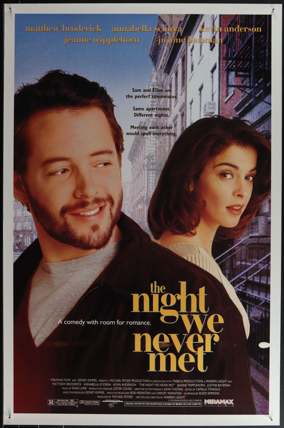 The Night We Never Met (1993) original theatrical movie poster - Final