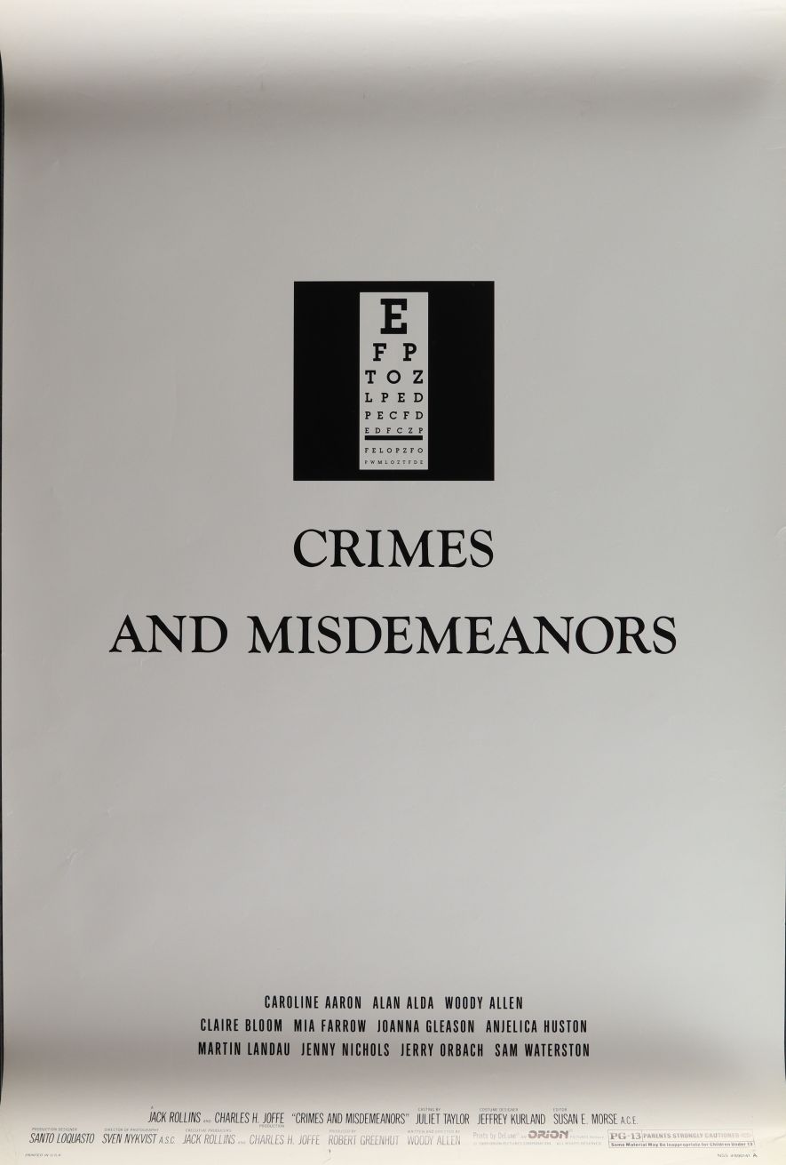 Crimes and Misdemeanors (1989) original theatrical movie poster - Advance