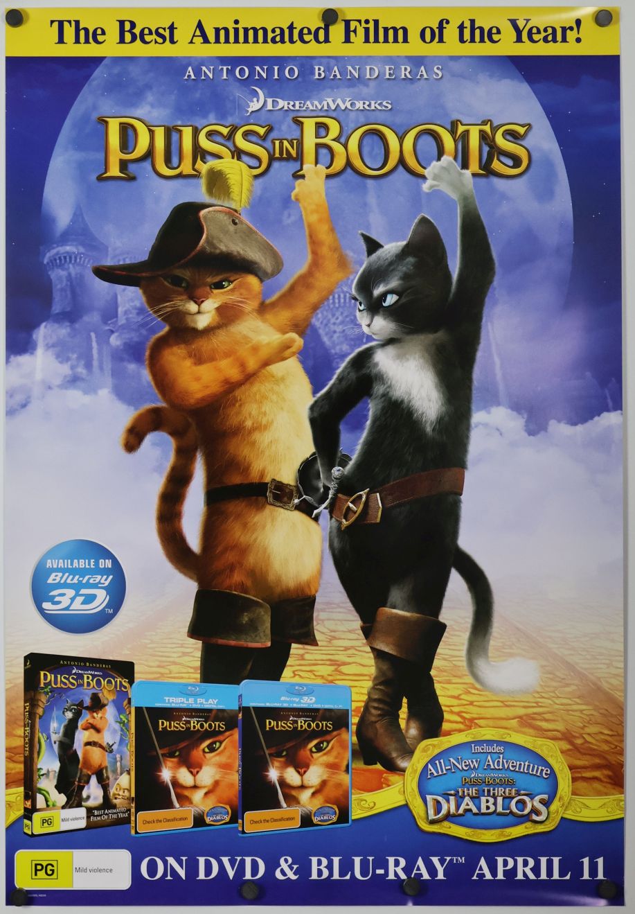 Puss in Boots (2011) original theatrical movie poster - Video