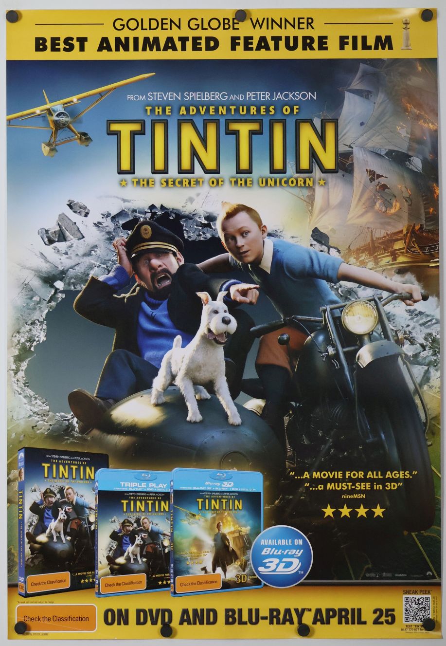 The Adventures of Tintin (2011) original theatrical movie poster - Video
