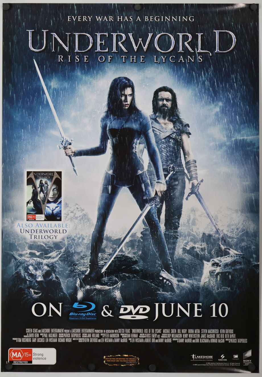 Underworld: Rise of the Lycans (2009) original theatrical movie poster - Video