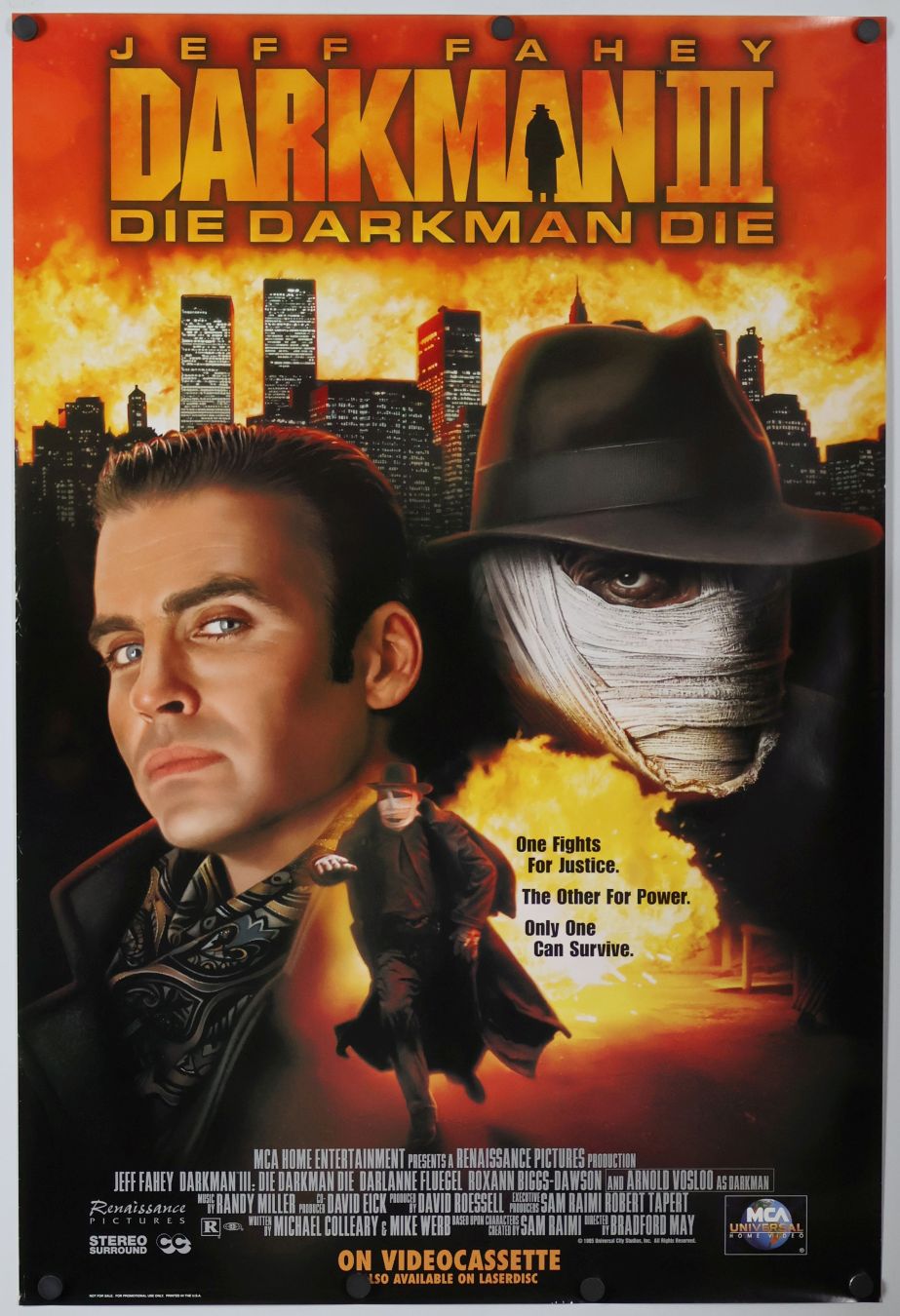 Darkman III: Die Darkman Die (1996) original theatrical movie poster - Video
