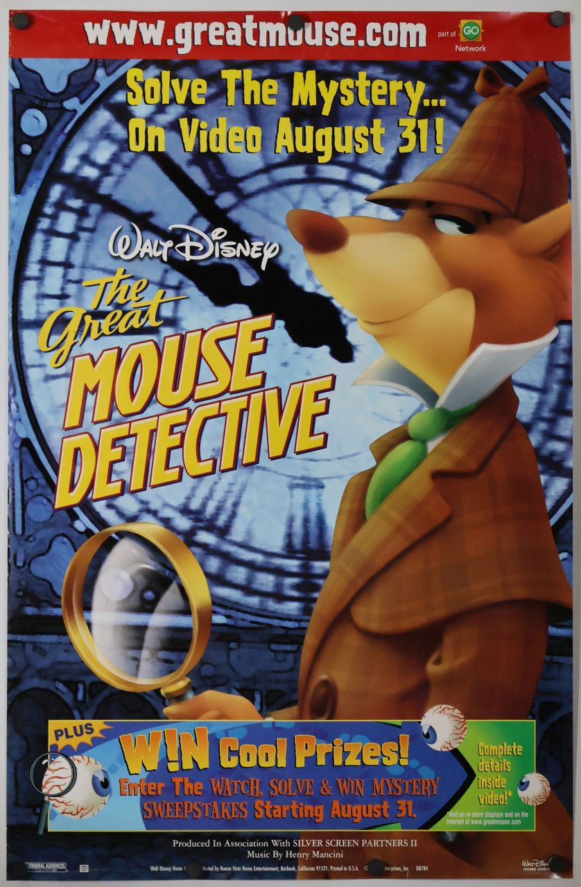 The Great Mouse Detective (1992) original theatrical movie poster - Video Re-Release
