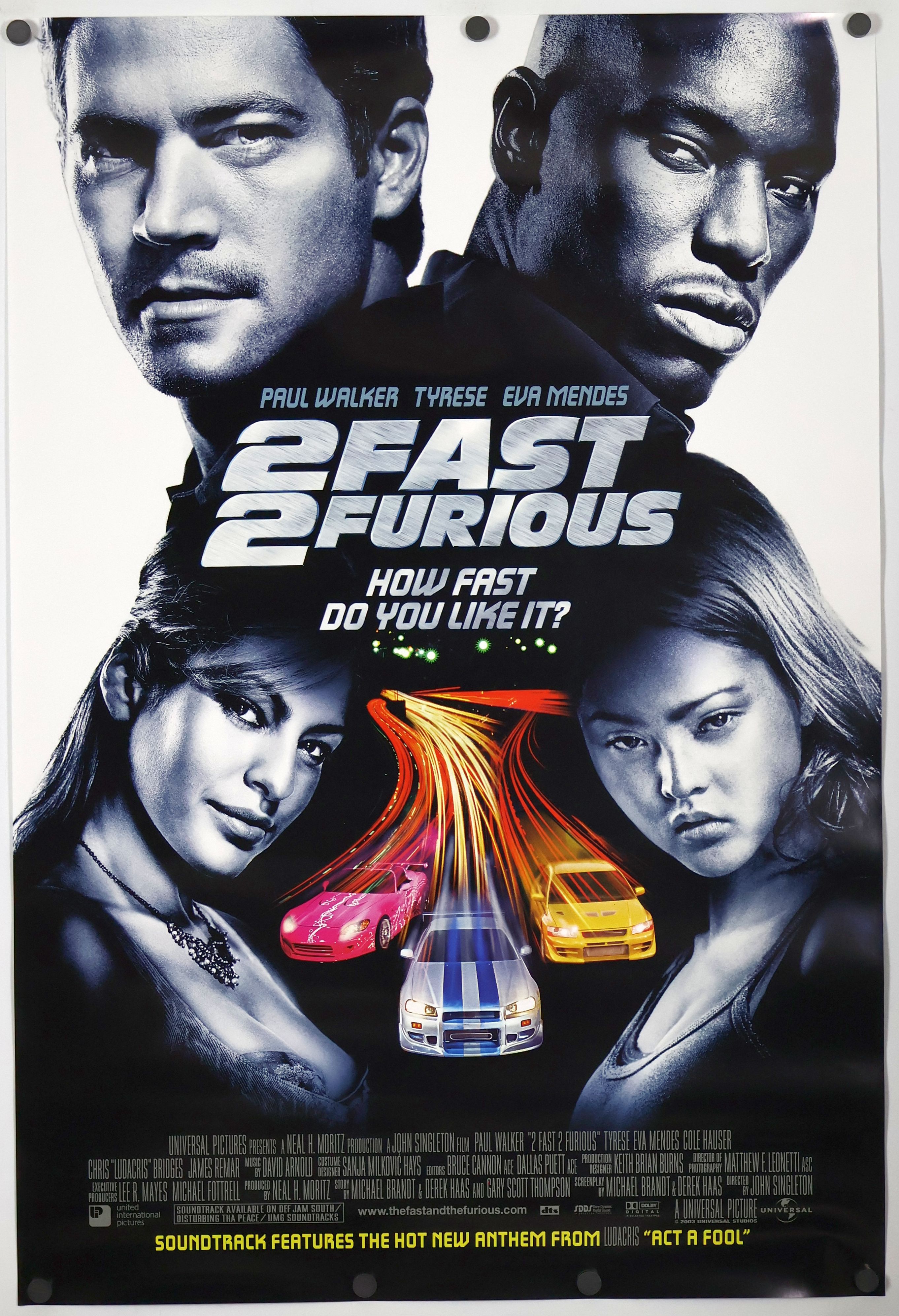 2 Fast 2 Furious (2003) original theatrical movie poster - International Style B