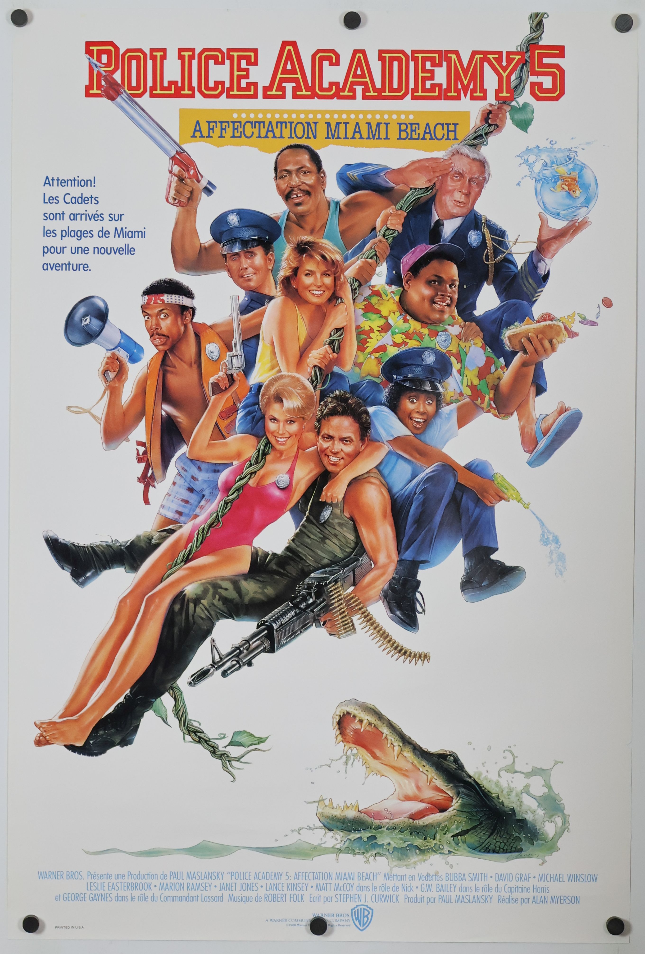 Police Academy 5: Assignment: Miami Beach (1988) original theatrical movie poster - Final - French Language