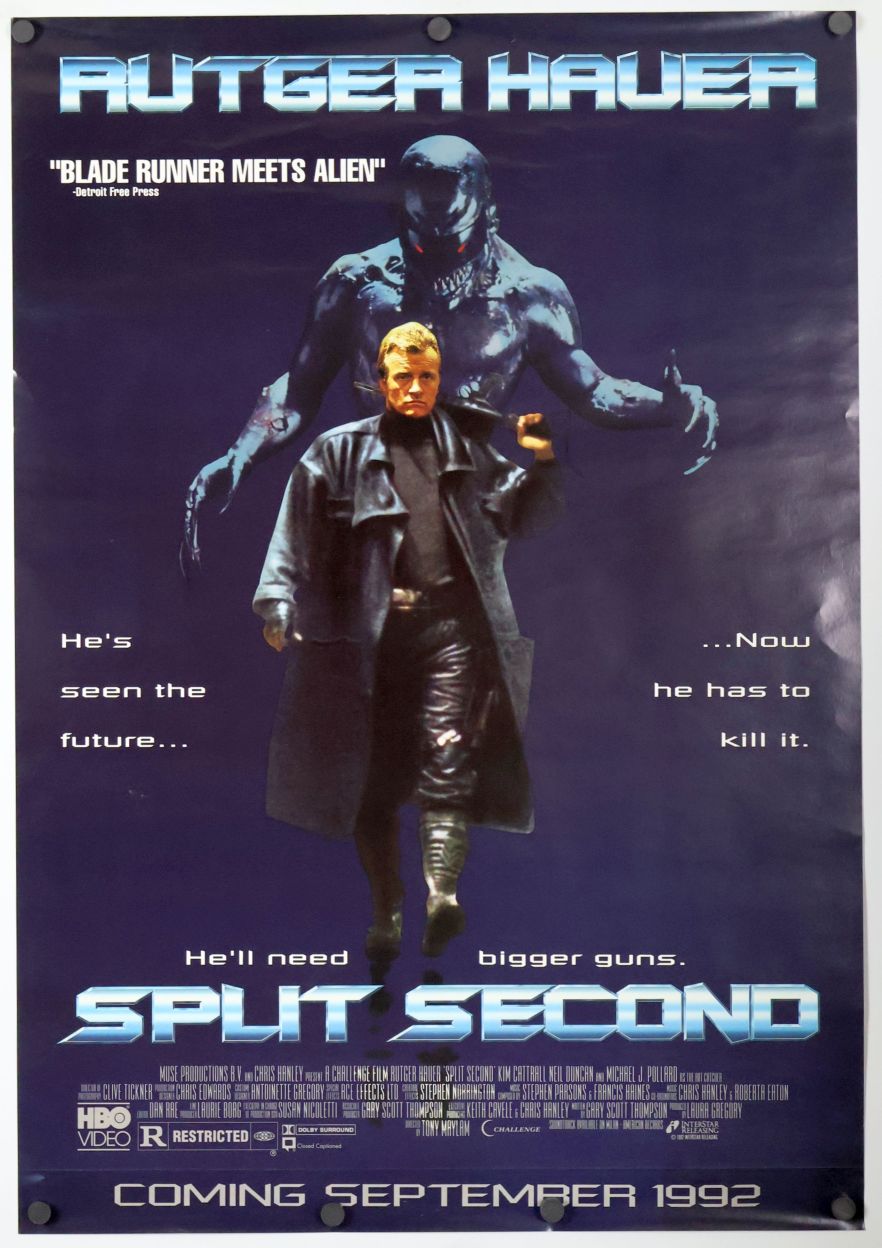 Split Second (1992) original theatrical movie poster - Video