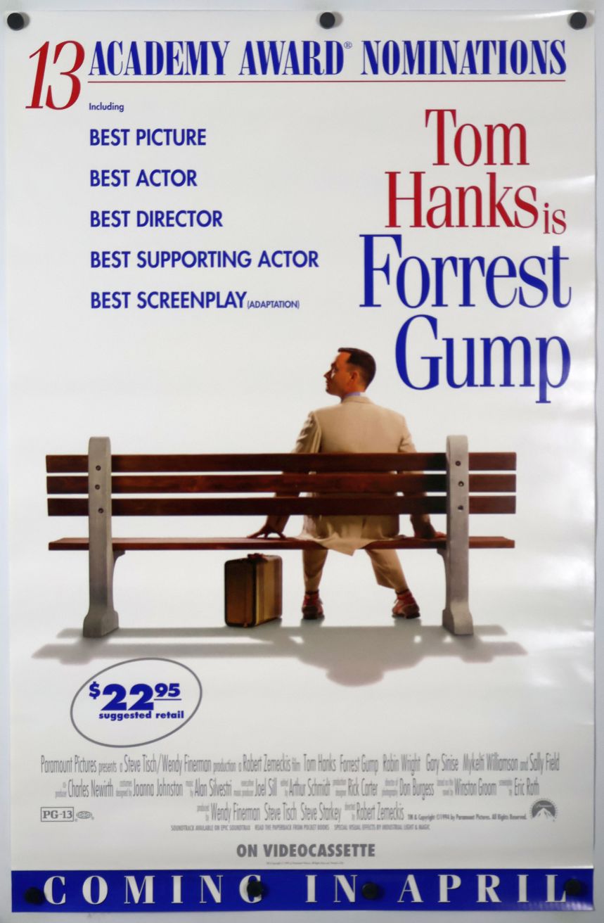Forrest Gump (1994) original theatrical movie poster - Video
