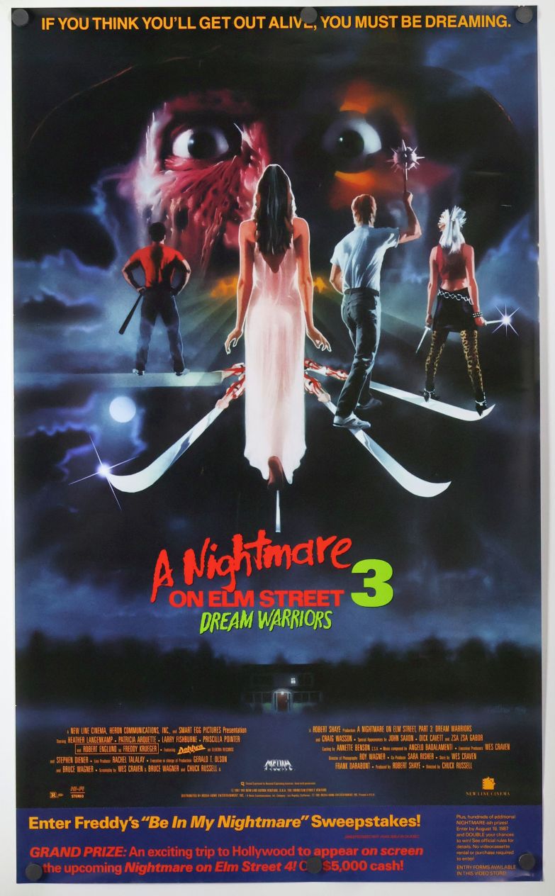 A Nightmare on Elm Street 3: Dream Warriors (1987) original theatrical movie poster - Video