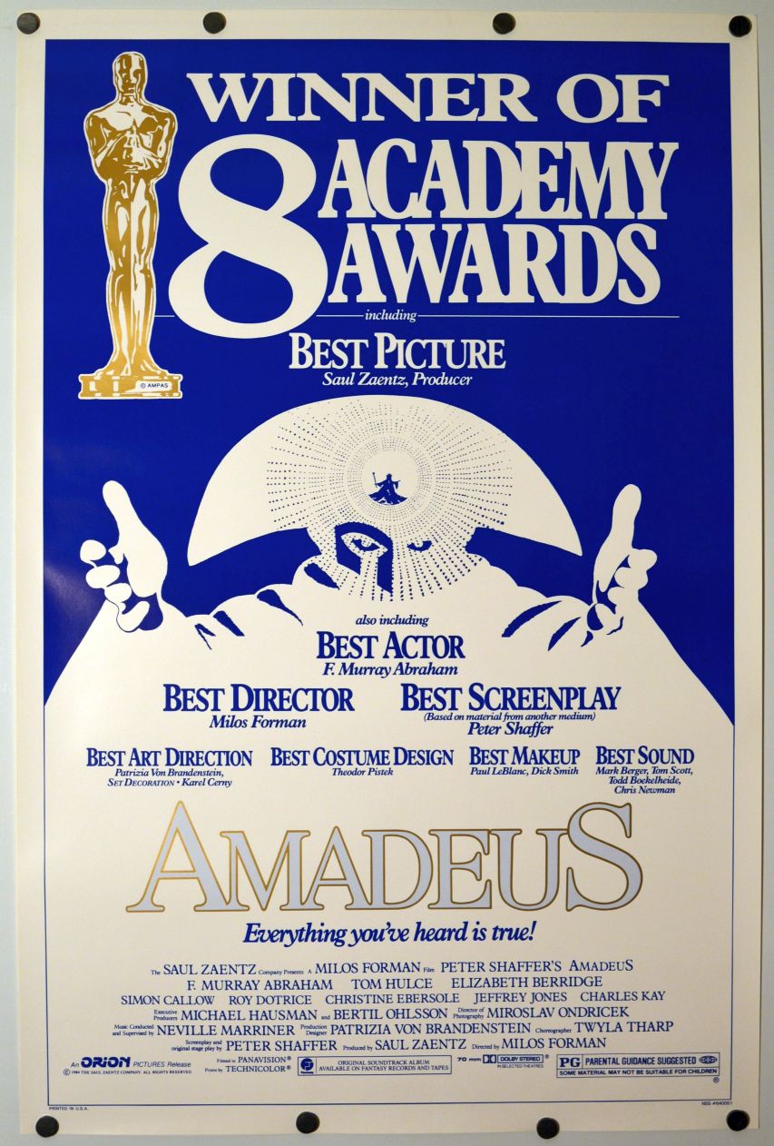 Amadeus (1984) original theatrical movie poster - Awards