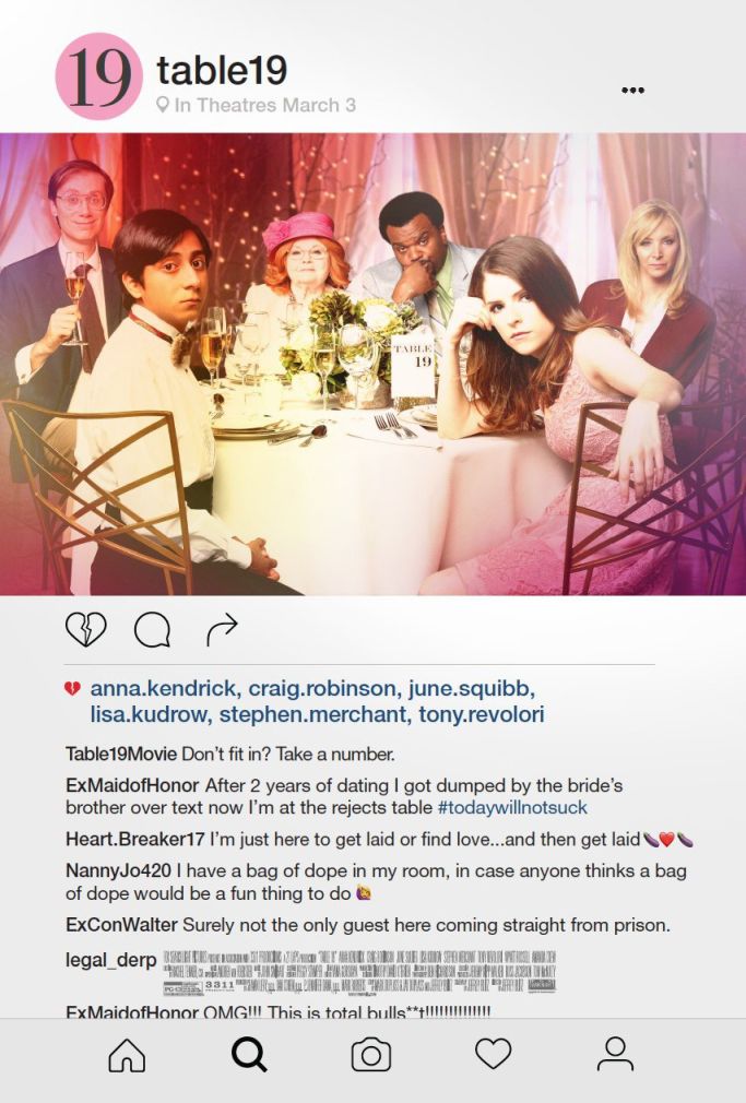 Table 19 (2017) original theatrical movie poster - Final